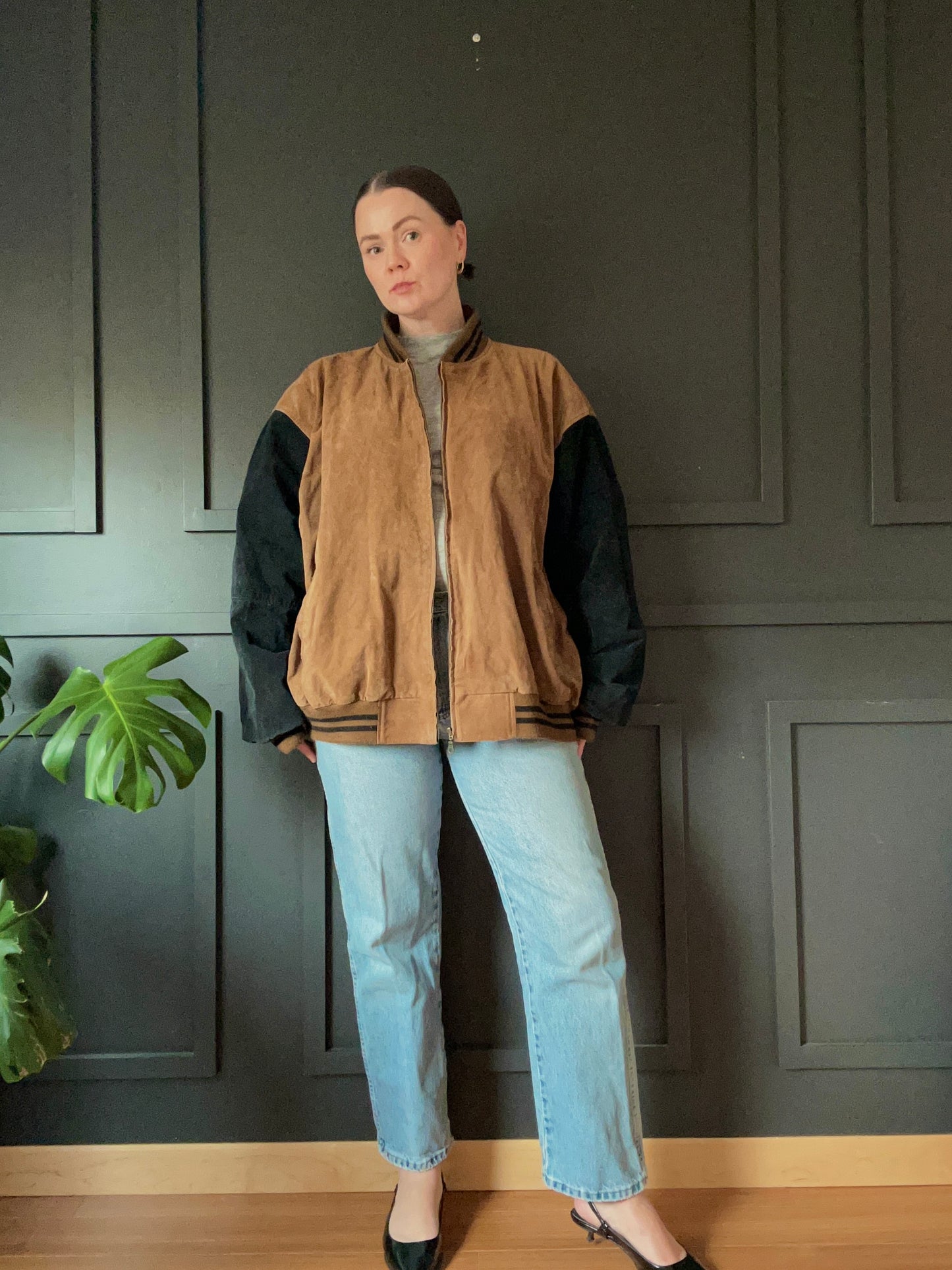 Vintage Suede Bomber Jacket