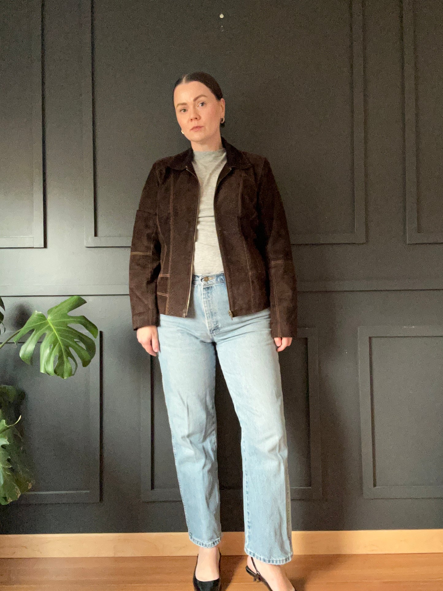 Embossed Brown Suede Jacket