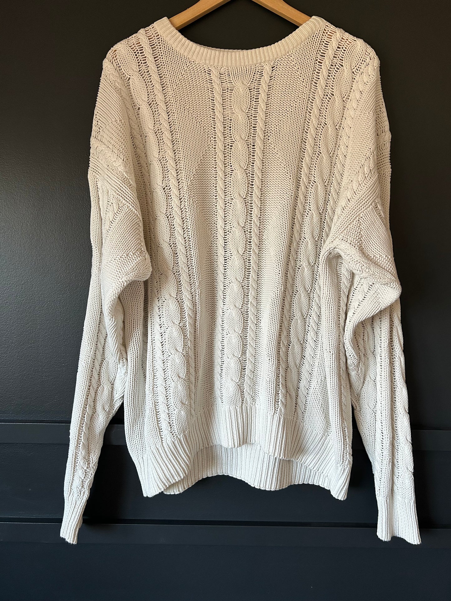 Oversized Cream Cable Knit Sweater