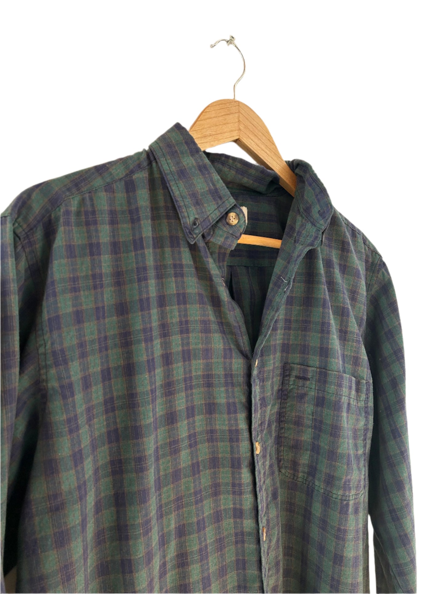 90s Lightweight Green Plaid Shirt