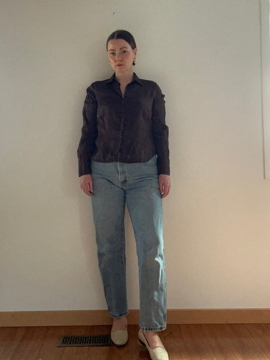 90s Chocolate Brown Silk Blouse