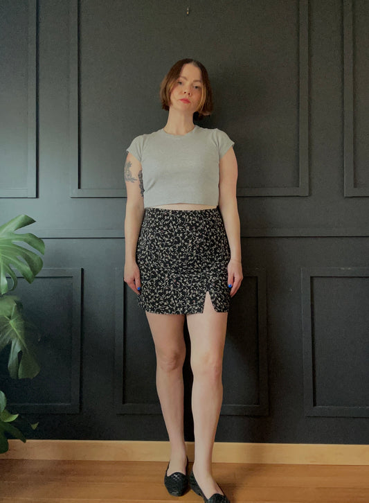 90s Floral Mini Skirt Black
