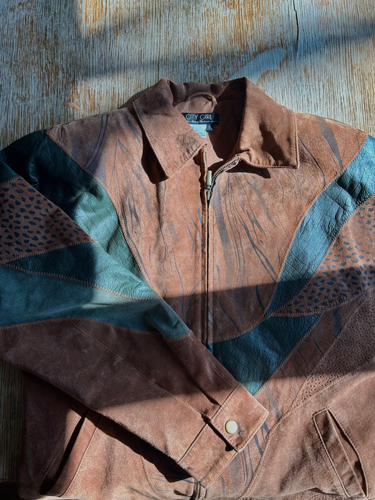 Vintage Animal Print Suede Jacket