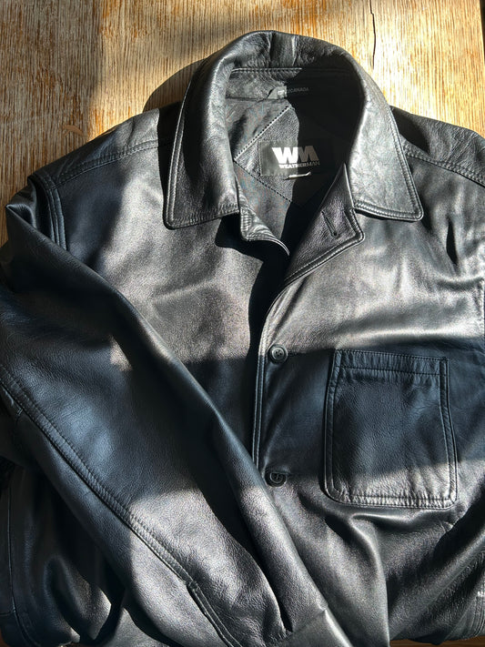 Vintage Oversized Black Leather Jacket