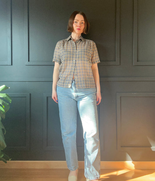 Vintage Plaid Short Sleeve Button Down