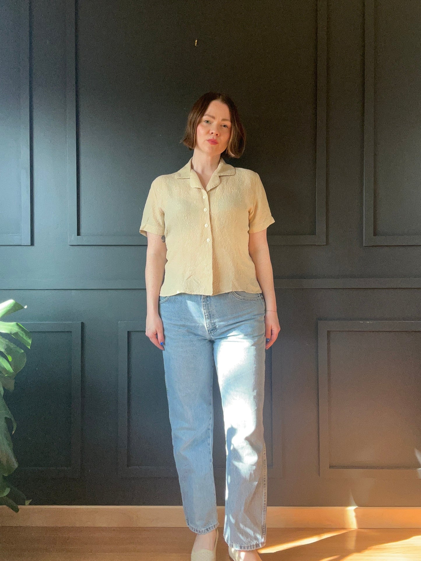 Vintage Butter Yellow Silk Blouse