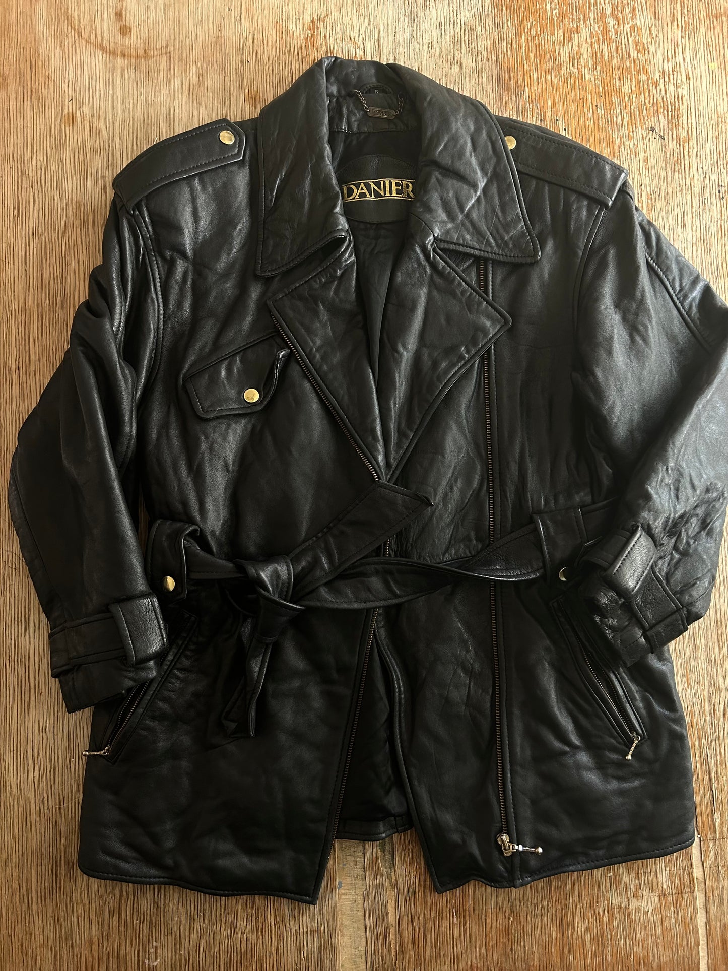 Vintage Danier Black Leather Moto Jacket