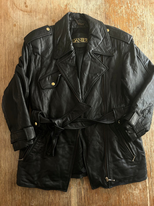 Vintage Danier Black Leather Moto Jacket
