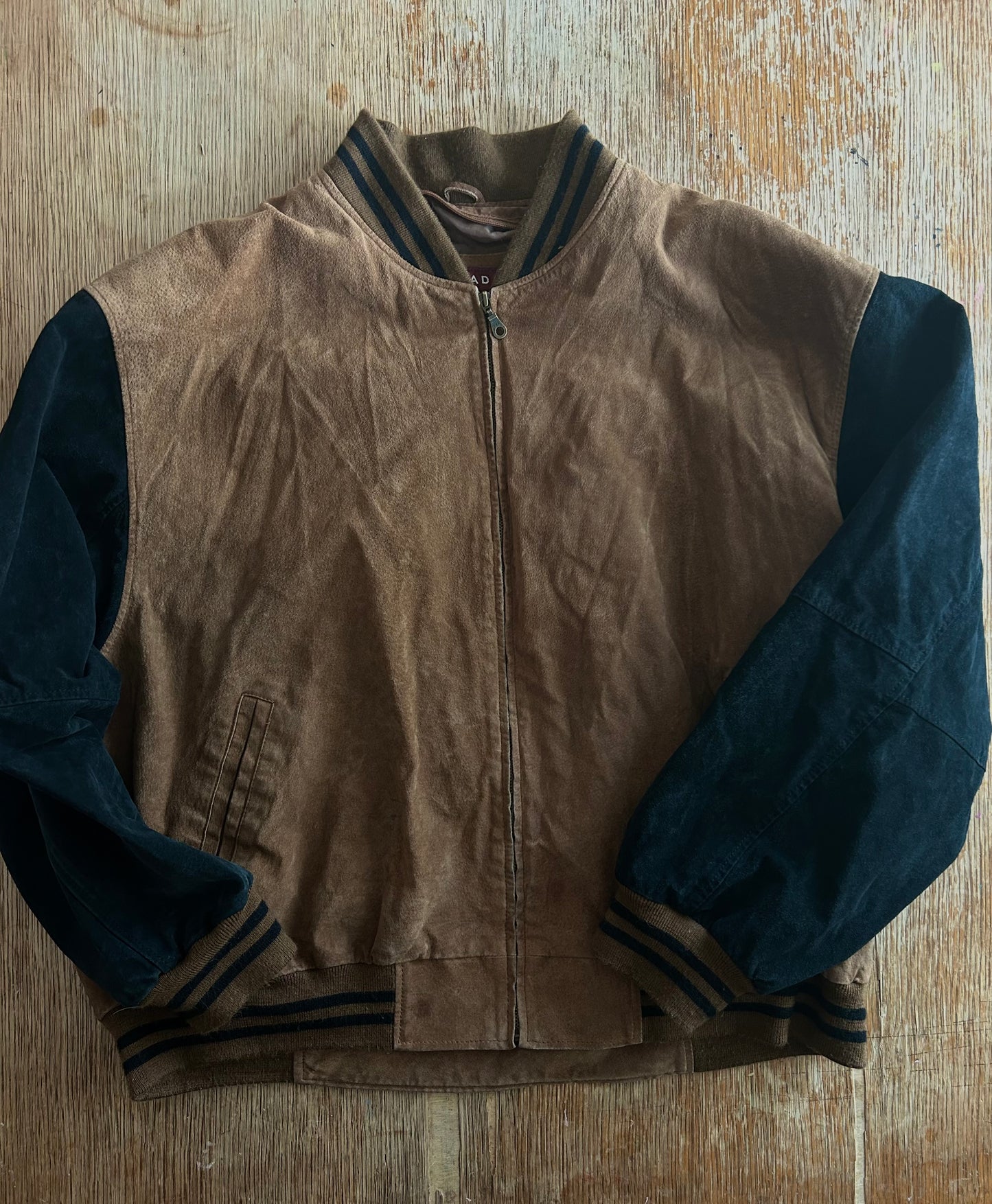 Vintage Suede Bomber Jacket