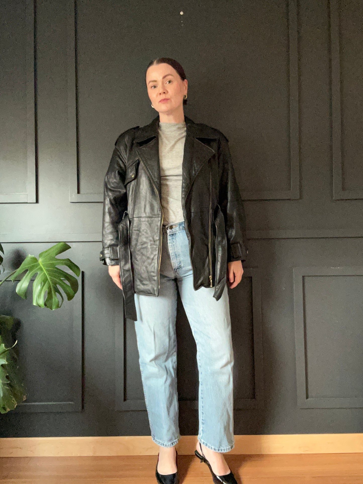 Vintage Danier Black Leather Moto Jacket