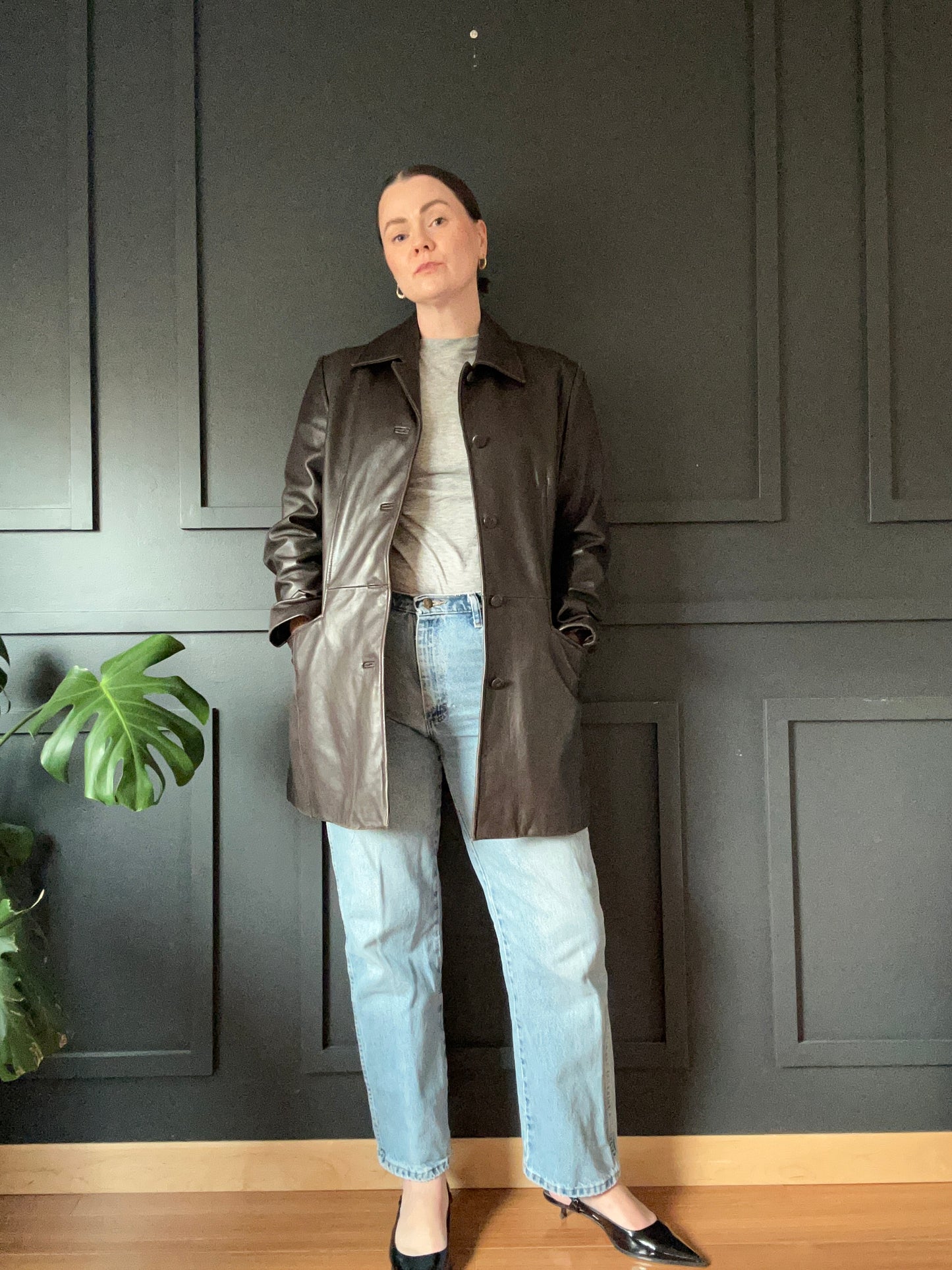 Vintage Chocolate Brown Danier Leather Jacket