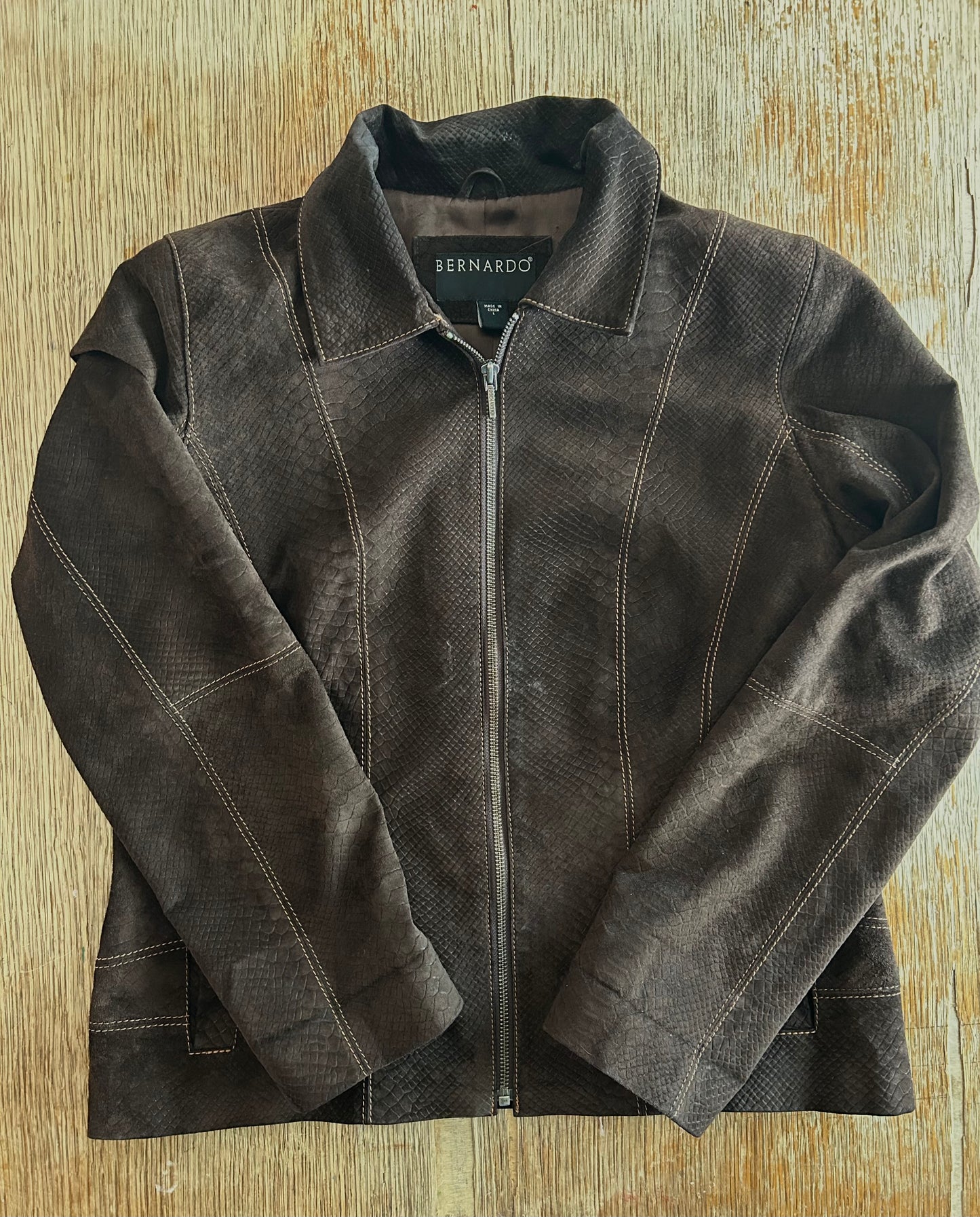 Embossed Brown Suede Jacket