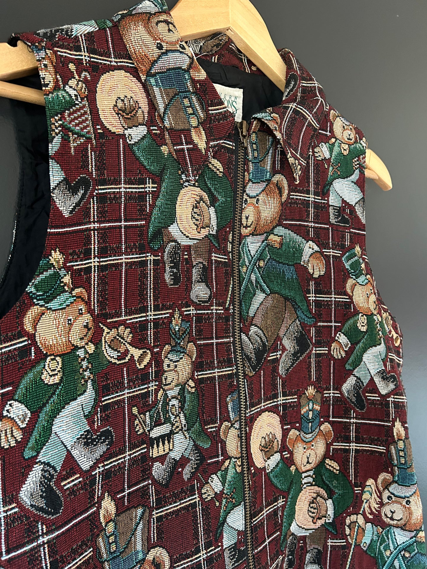 Vintage Teddy Bear Brocade Vest