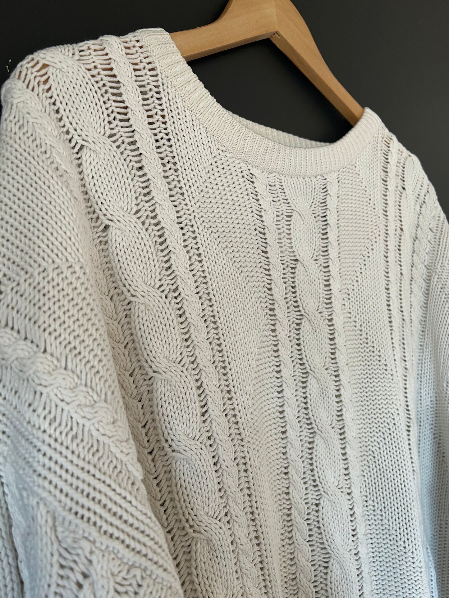 Oversized Cream Cable Knit Sweater