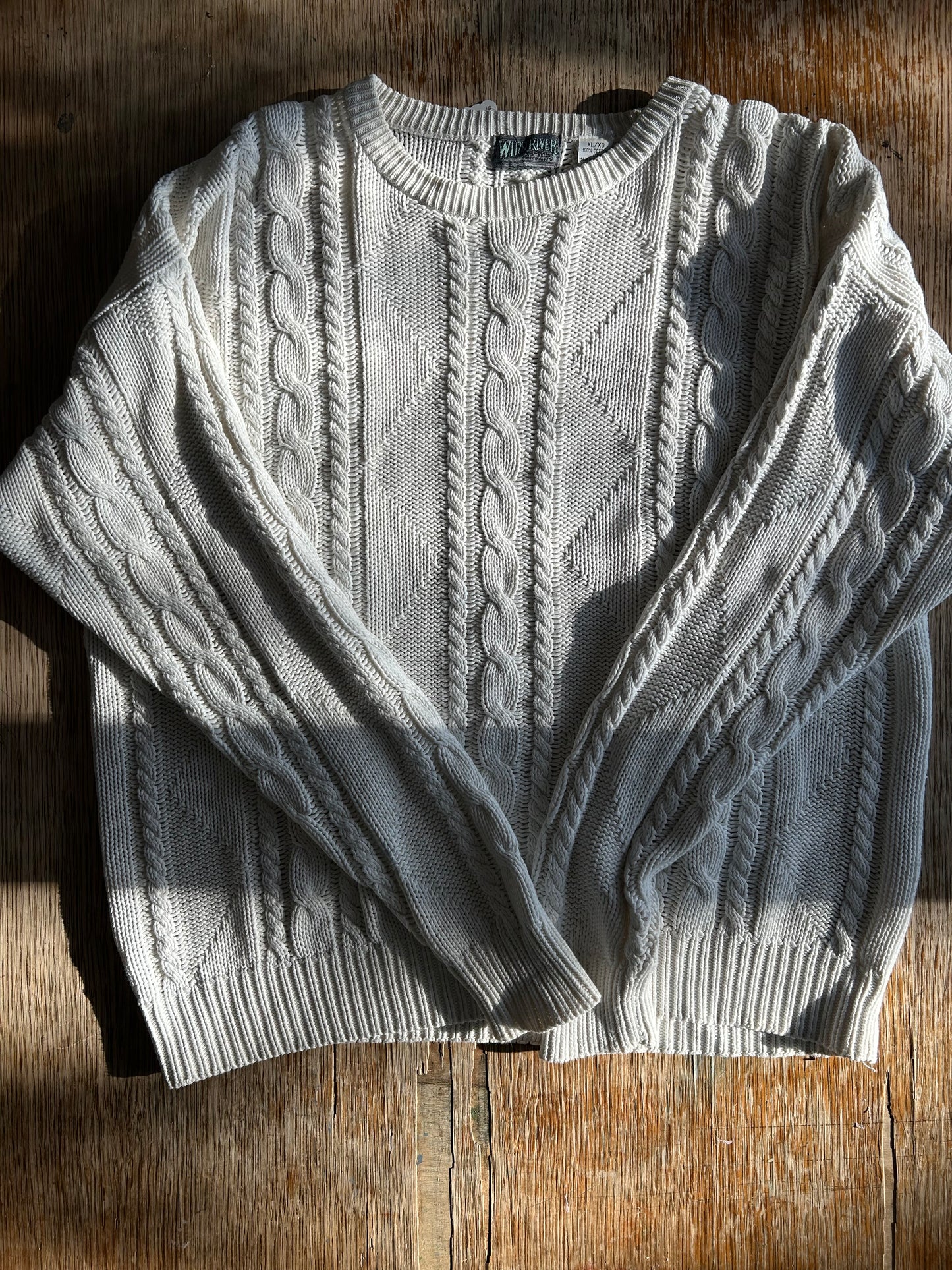 Oversized Cream Cable Knit Sweater