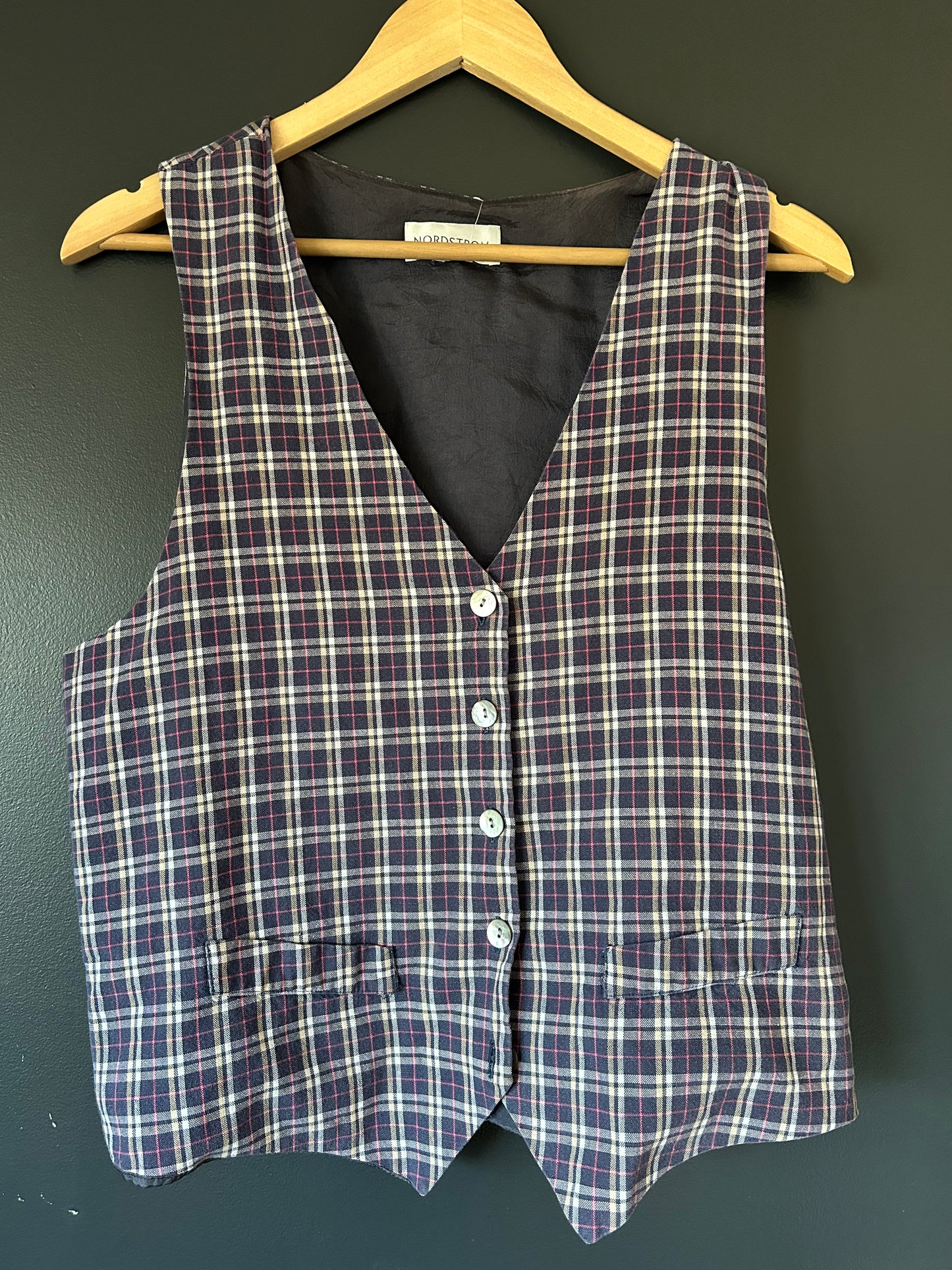Vintage Nordstrom Blue Plaid Waistcoat