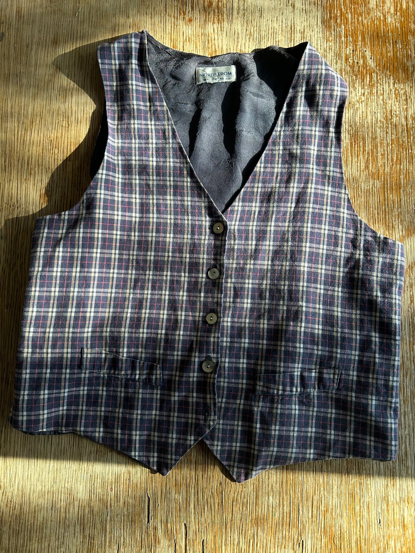 Vintage Nordstrom Blue Plaid Waistcoat