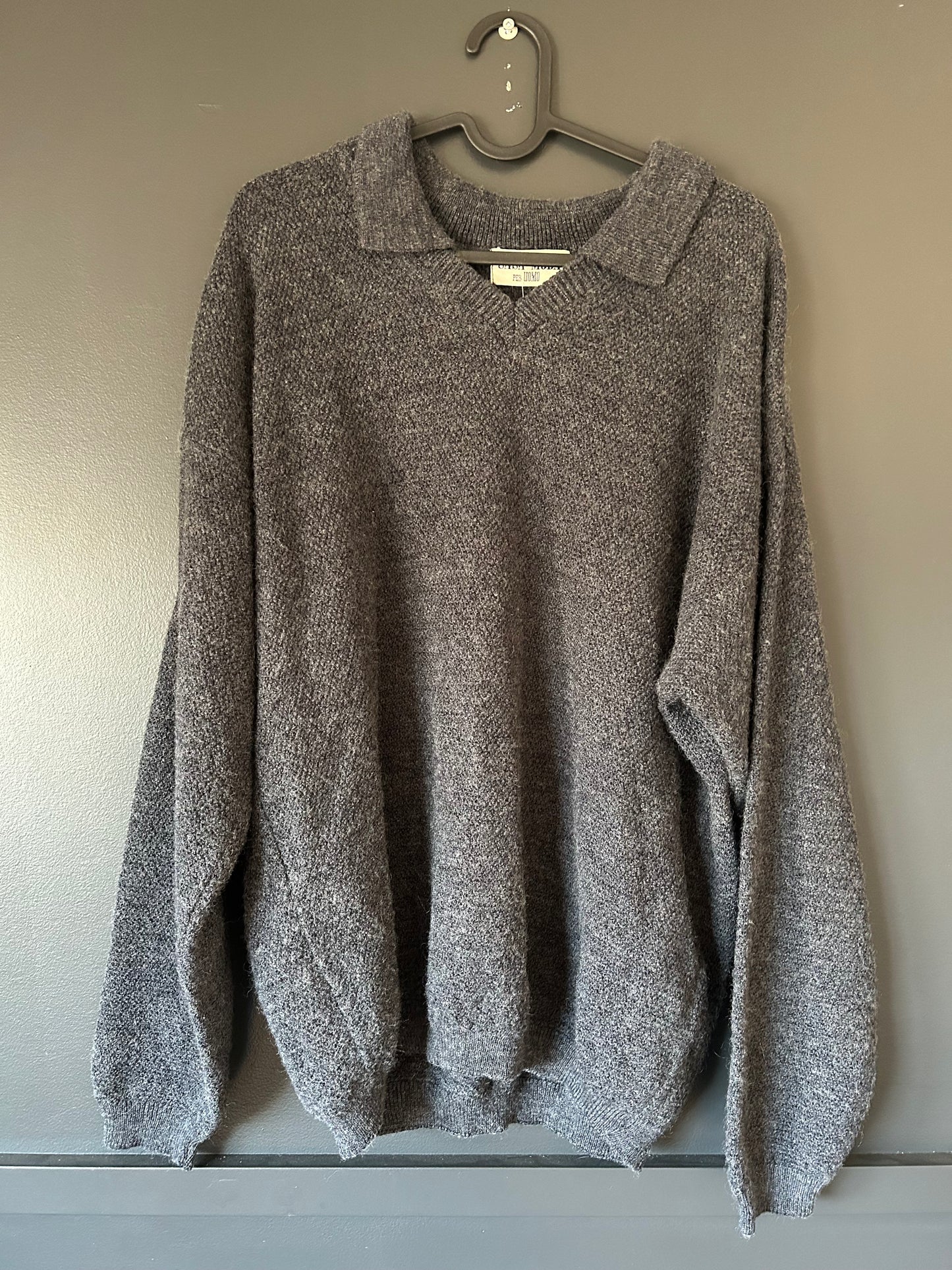 Charcoal Grey Collared Knit Sweater