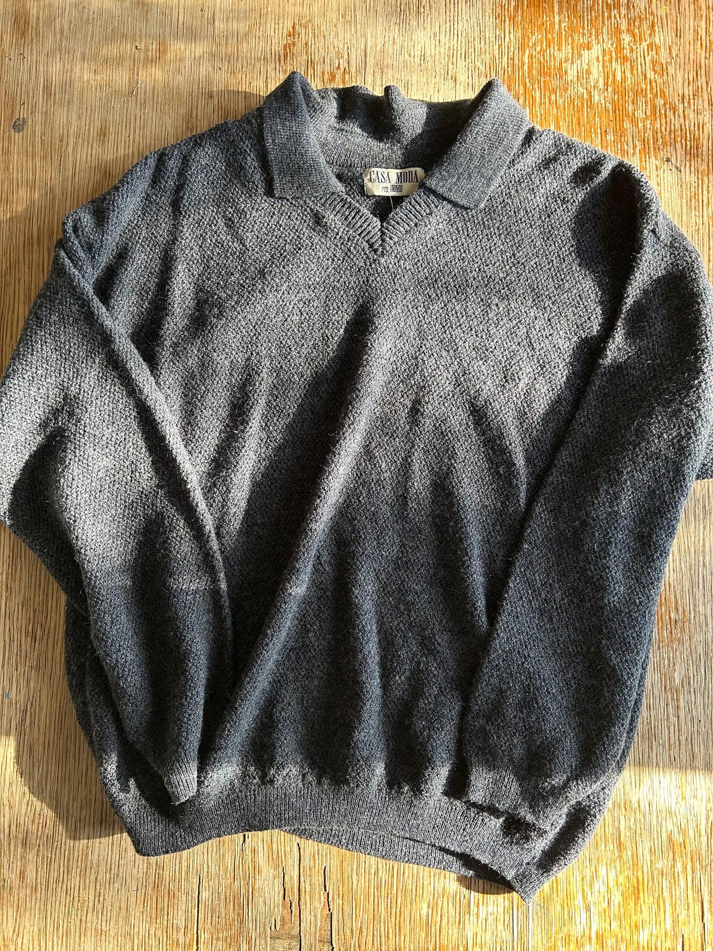 Charcoal Grey Collared Knit Sweater