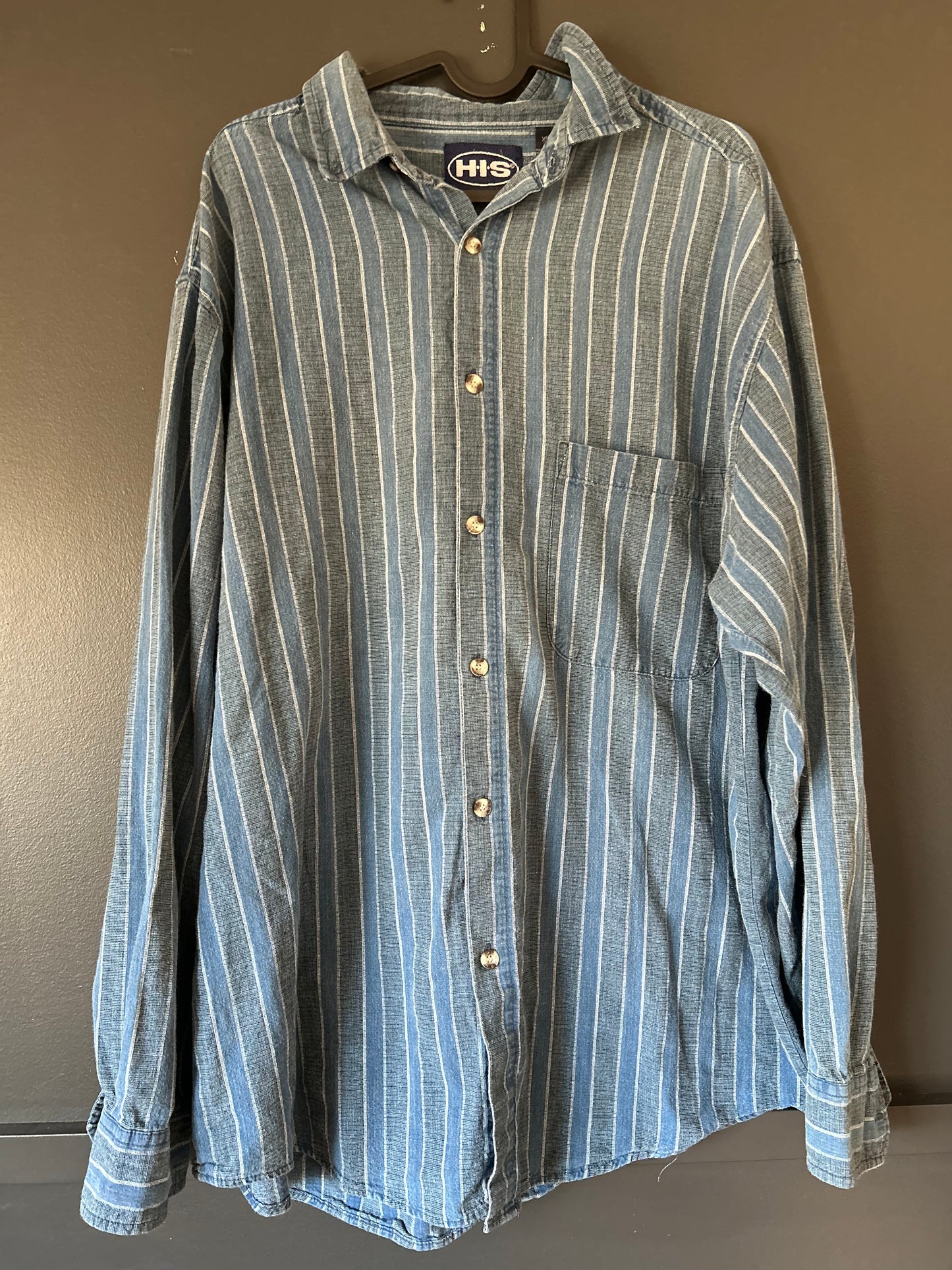 Striped Denim Button Down Shirt