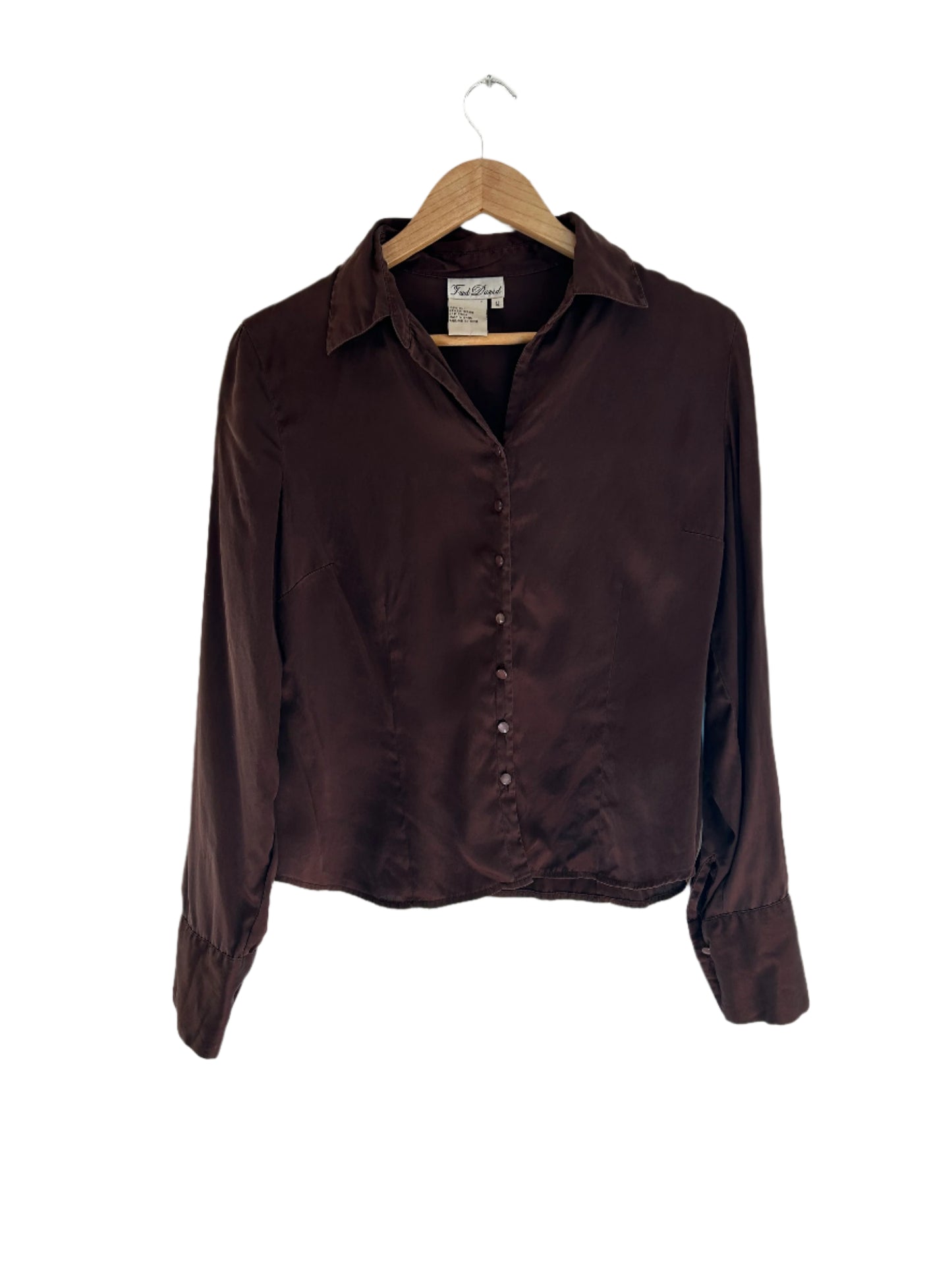90s Chocolate Brown Silk Blouse