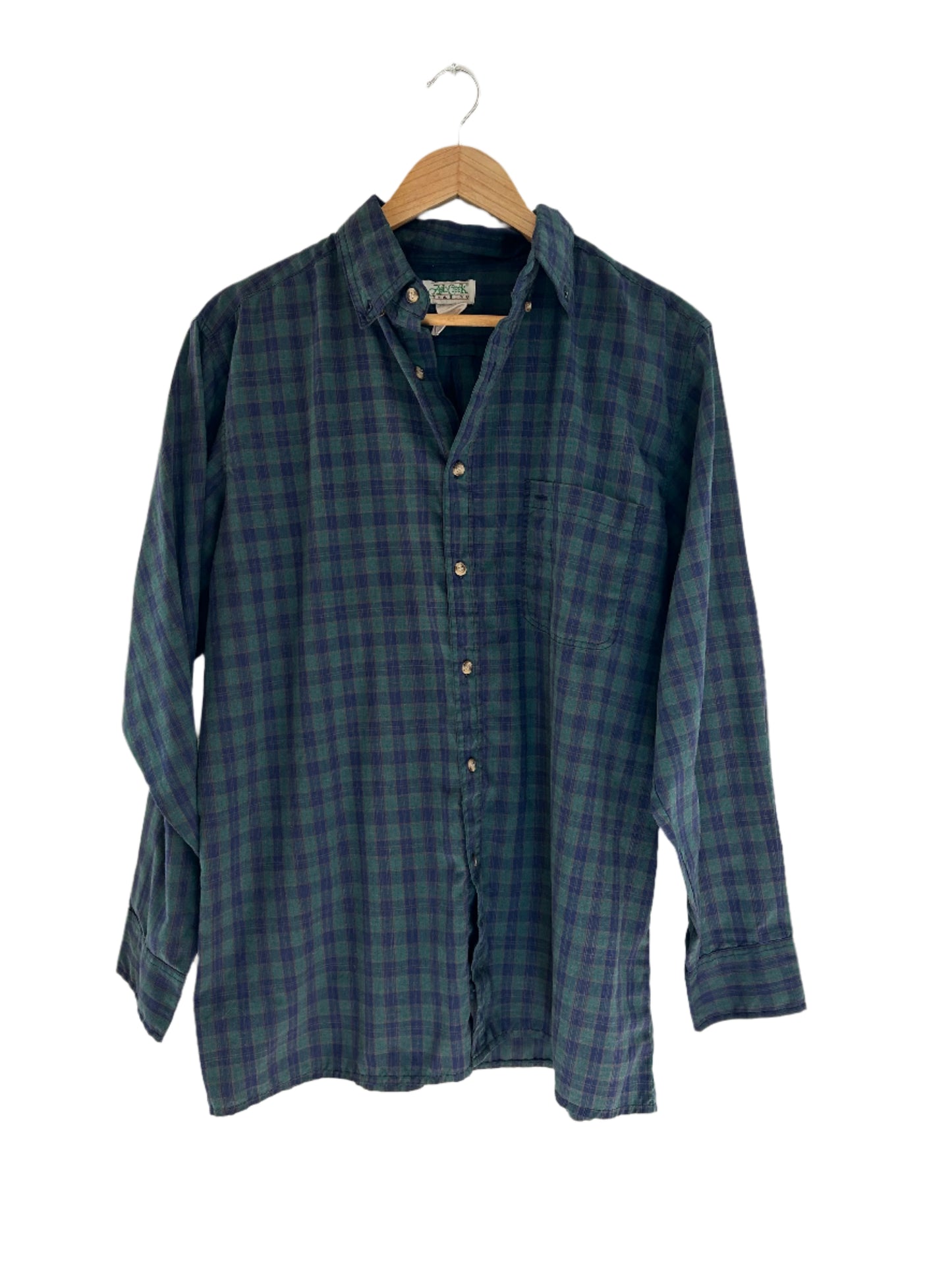 90s Lightweight Green Plaid Shirt
